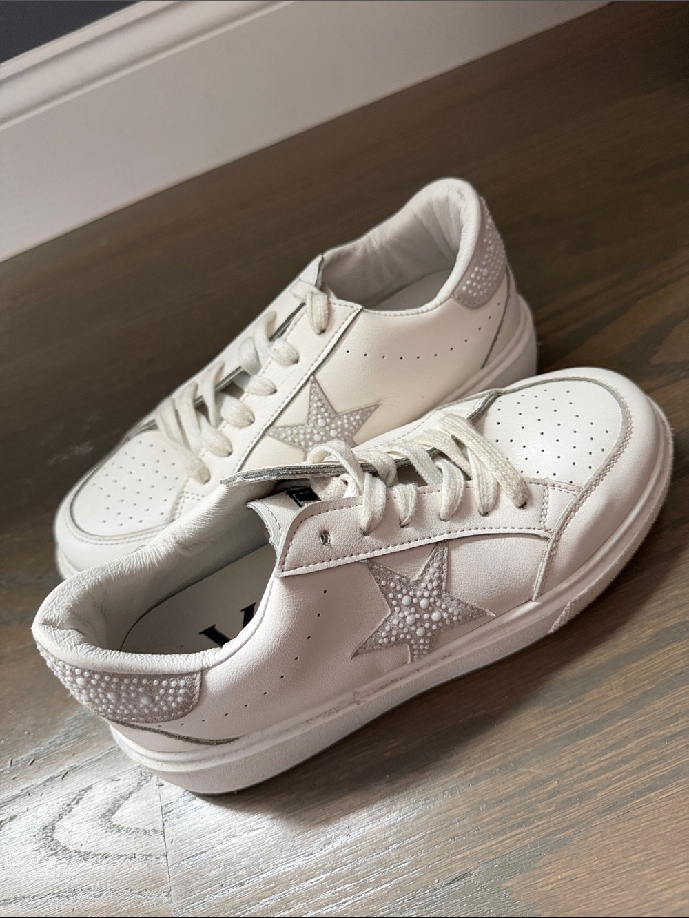 Vintage Havana White Star Low Top Sneakers Silver Glitter Women’s 8